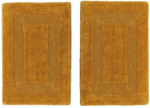 COTTON CRAFT 2 Pack Reversible Bath Mat - Plush 17x24 Bath Rug - Golden Rod