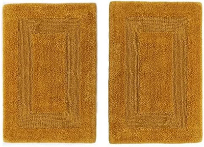 COTTON CRAFT 2 Pack Reversible Bath Mat - Plush 17x24 Bath Rug - Golden Rod