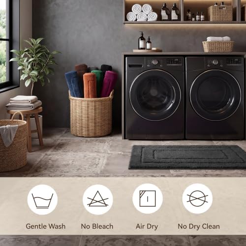 GRANNY SAYS Charcoal Gray Bathroom Rug 16" x 24", Non-Slip Bath Mat
