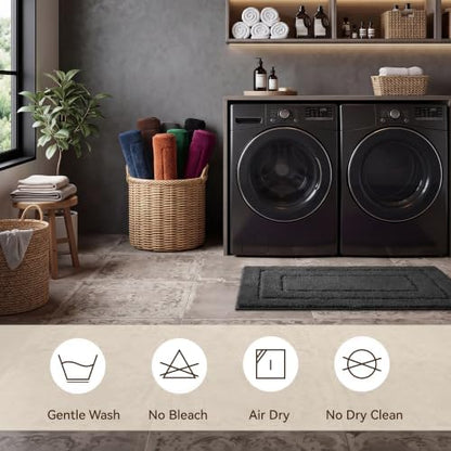 GRANNY SAYS Charcoal Gray Bathroom Rug 16" x 24", Non-Slip Bath Mat