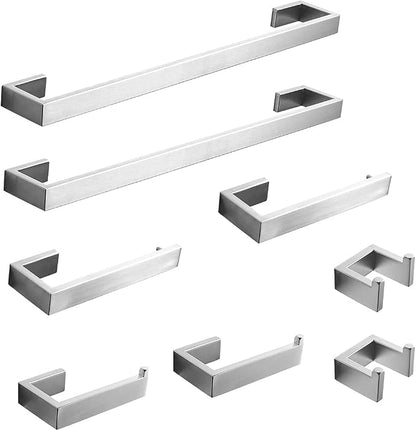 Fapully 8 Piece Bathroom Accessories Bathroom Hardware Set Brushed Nickel | Towel Bar Set for Bathroom Wall,Stainless Steel