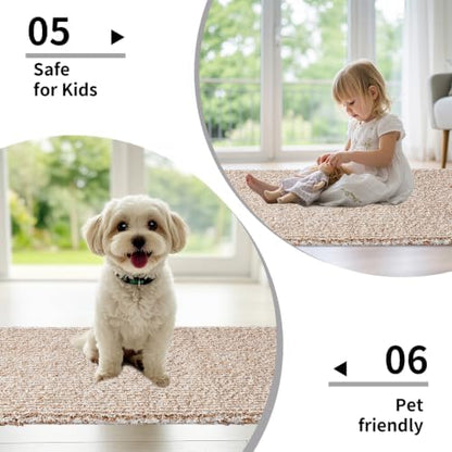 Disolla Bathroom Rug 24x36 - Non-Slip Plush Thick Bath Mat, Highly Absorbent & Ultra Soft Fluffy Floor Mat, Machine Washable for Shower and Tub, Beige & White