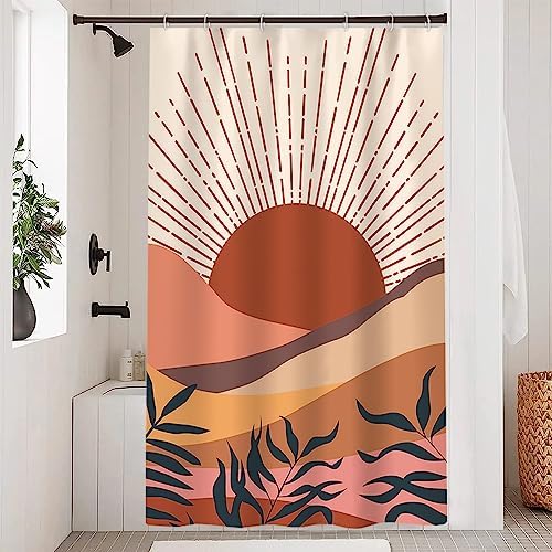 Boho Terracotta Stall Shower Curtain with Hooks 48x72 Inch