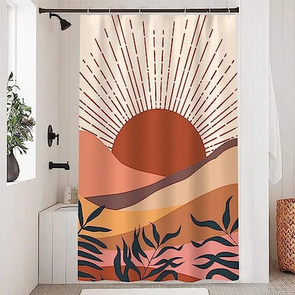 Boho Terracotta Stall Shower Curtain with Hooks 48x72 Inch