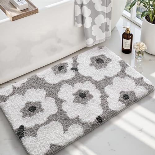 LUMI Bathroom Rug 20x32, Soft Absorbent Microfiber Bath Mat, Non Slip