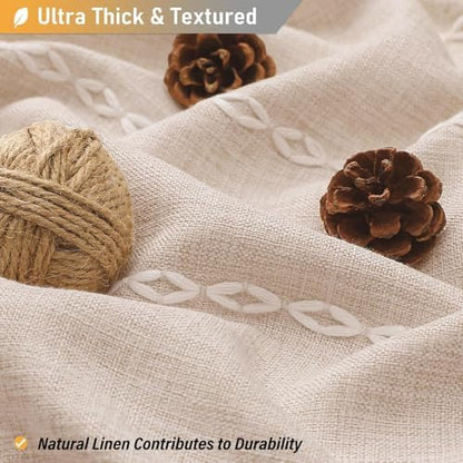 BTTN 72 x 80 Boho Linen Heavy Duty Cloth Shower Curtain Set, Tan/Taupe