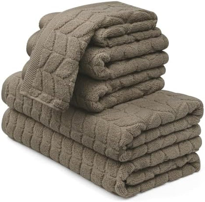 Alusa Home Ultra Soft & Stylish 700 GSM Luxury Bath Towels - 100% Zero-Twist, Long-Staple Cotton - Remarkably Absorbent & Quick Drying - 6 Piece Towel Set (Taupe)