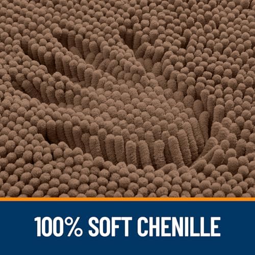 OLANLY Small Bathroom Rugs 24x16, Extra Soft Absorbent Chenille Bath Rugs, Rubber Backing Quick Dry, Machine Washable Bath Mats for Bathroom Floor, Tub and Shower, Home Decor Accessories, Mocha