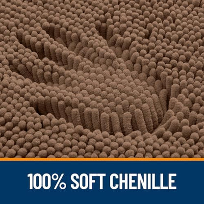 OLANLY Small Bathroom Rugs 24x16, Extra Soft Absorbent Chenille Bath Rugs, Rubber Backing Quick Dry, Machine Washable Bath Mats for Bathroom Floor, Tub and Shower, Home Decor Accessories, Mocha