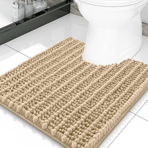 Smiry Bathroom Toilet Rugs U Shaped 20X20, Chenille Bath mats for Toilet