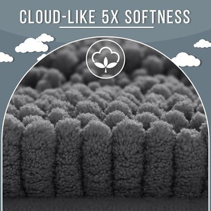 Yimobra Bathroom Rug Mat 36 x 24, Non Slip and Super Absorbent Bath Mat,Machine Washable Quick Dry,Ultra Plush Chenille Shower Rugs for Bathroom Floor Sink Tub and Shower Outside,Dark Gray