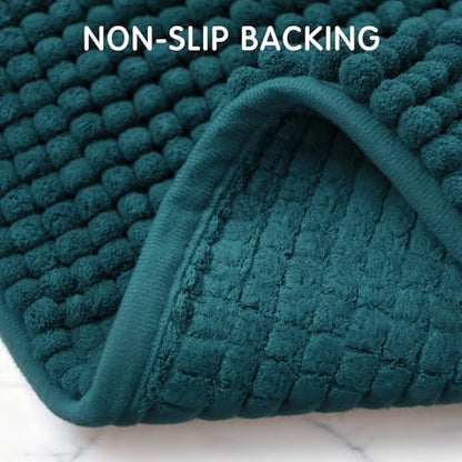 SUBRTEX Bathroom Rugs, 24" x 44" Chenille Bath Rug Soft Short Plush Bath Mat Soft Shower Mat Water Absorbent Shower Mat Quick Dry Machine Washable, Teal
