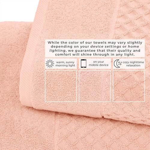 Great Bay Home Bath Towels - 100% Cotton 4 Pack 54x27 Bath Towel Set - Absorbent, Durable, Quick-Dry Towels for Bathroom (Pink)