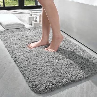 LOCHAS Bathroom Rugs 36x24 Inch, Microfiber Bath Rug Non Slip, Grey