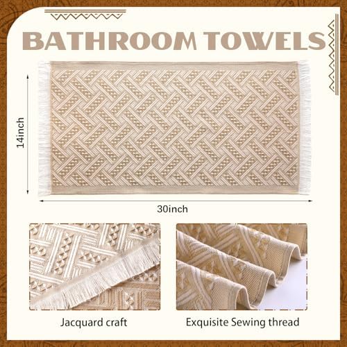 HunnmingRe 4 Pack Boho Hand Towel for Kitchen, Brown,White