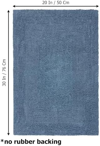 COTTON CRAFT Bath Rugs - 2 Pack Large 20x30 Plush Bath Mats - Azure Blue