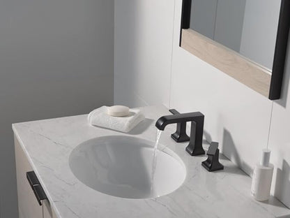 Delta Velum Matte Black Bathroom Faucet 3 Hole, 8 Inch Widespread Bathroom Sink Faucet for Vanity, Metal Push-Pop Drain Assembly, Matte Black 3539LF-BLMPU