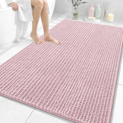 OLANLY Large Bathroom Rugs 59x35, Thick Soft Absorbent Chenille Bath Rugs