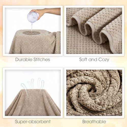 Peryiter 6 Pcs Bath Towel Set, Oversized Bath Sheet for Adults, Khaki