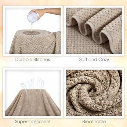 Peryiter 6 Pcs Bath Towel Set, Oversized Bath Sheet for Adults, Khaki