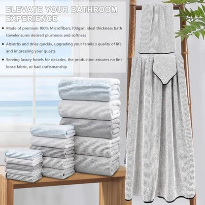 4 Piece Bath Towel Set 35"x70"Oversized Bath Towel for Bathroom Ultra Soft Fluffy Extra Large Bath Sheet Luxury Premium Bathroom Towel Highly Absorbent Quick Dry Shower Towel for Hotel Spa,Black White