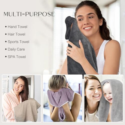 KinHwa Hand Towels for Bathroom, Microfiber Face Towels, 16x30 Inch, 2 Pack
