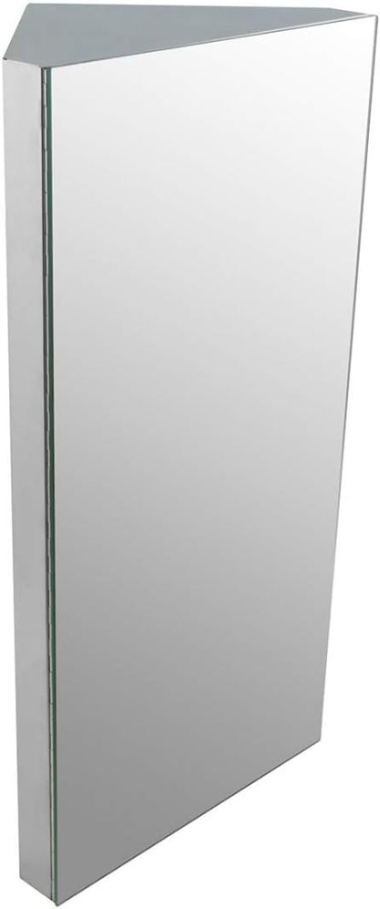 Renovators Supply Infinity Corner Medicine Cabinet with Mirror - Triple Shelf Storage Cabinet - Modern Wall Mount Medicine Cabinet - 23.6 in., Right Open, Polished Stainless Steel, Pack of 1