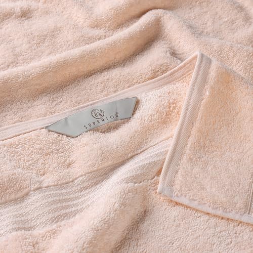 Superior Egyptian Cotton 4-Piece Bath Towel Set for Shower, Bath, Spa, Resort, Hotel, Soft Body Towels, Airbnb Essentials, Apartment, Dorm, Quick Dry, Absorbent, Bathroom Basics, Peach