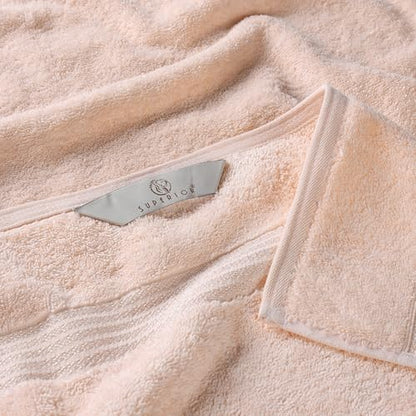 Superior Egyptian Cotton 4-Piece Bath Towel Set for Shower, Bath, Spa, Resort, Hotel, Soft Body Towels, Airbnb Essentials, Apartment, Dorm, Quick Dry, Absorbent, Bathroom Basics, Peach