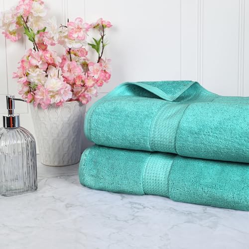 SUPERIOR Egyptian Cotton Pile Plush Bath Sheet, 2 Piece Set, Turquoise