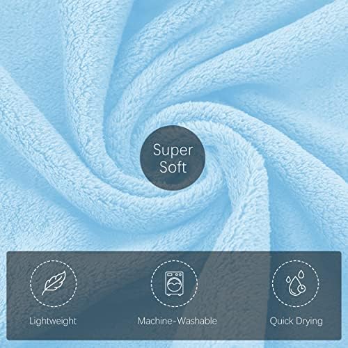 TENSTARS Silk Hemming Hand Towels for Bathroom - Quick Drying - Ultra Soft Microfiber Absorbent Towel for Bath Fitness, Gym, Shower, Hotel, and Spa - 16x28 Inch | Set of 6, Aquamarine