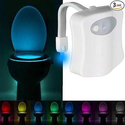 AUSAYE 3 Pack Toilet Night Light 8-Color Night Lights Motion Detection, Toilet Bowl NightLight Bathroom for Christmas Stocking Stuffers