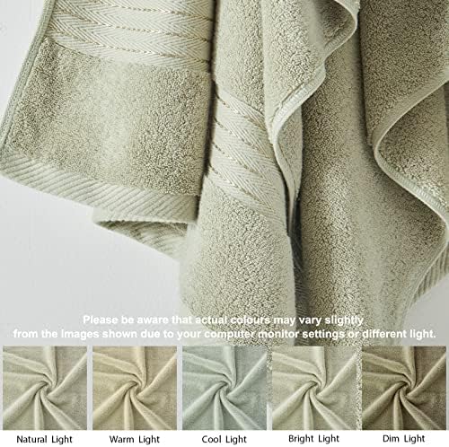 COZYART Luxury Bath Towel Set 3 PCS, Sage Green 100% Turkish Cotton 650 GSM