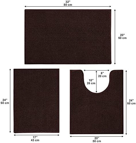 Urvoix Bathroom Rugs Set - 3 Pieces Ultra Soft Non-Slip Bath Mats Set