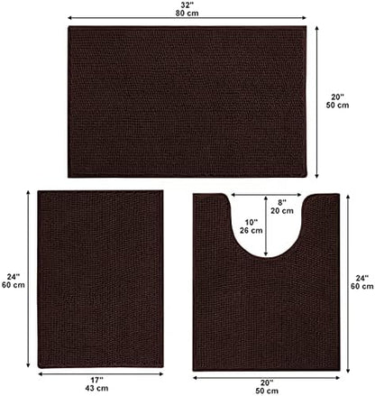 Urvoix Bathroom Rugs Set - 3 Pieces Ultra Soft Non-Slip Bath Mats Set