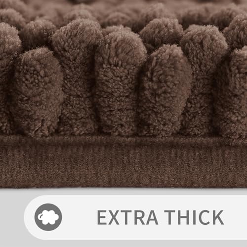 Yimobra Toilet Rugs U Shaped Washable 24 x 20, Non Slip and Super Absorbent Toilet Mat, Quick Dry, Ultra Luxury Microfiber Chenille Plush Fluffy Contour Bath Rugs for Toilet Base, Brown