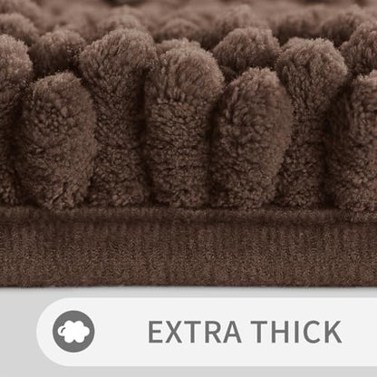Yimobra Toilet Rugs U Shaped Washable 24 x 20, Non Slip and Super Absorbent Toilet Mat, Quick Dry, Ultra Luxury Microfiber Chenille Plush Fluffy Contour Bath Rugs for Toilet Base, Brown