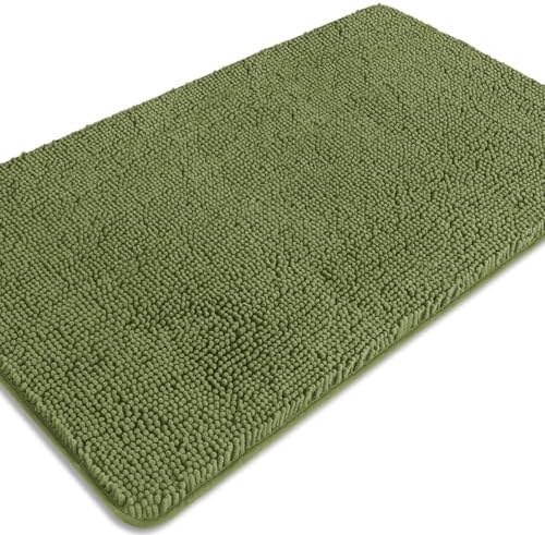 Sage Bathroom Rugs – Absorbent and Washable Bath Mat, Non-Slip, Thick Soft Chenille Bath Rugs for Bathroom Floor, Shower, Sink - 26" x 44"