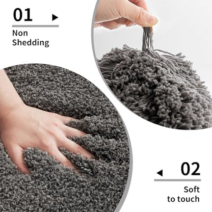 Disolla Bathroom Rug 20x32 - Non-Slip Plush Thick Bath Mat, Highly Absorbent & Ultra Soft Fluffy Floor Mat, Machine Washable for Shower and Tub, Dark Grey