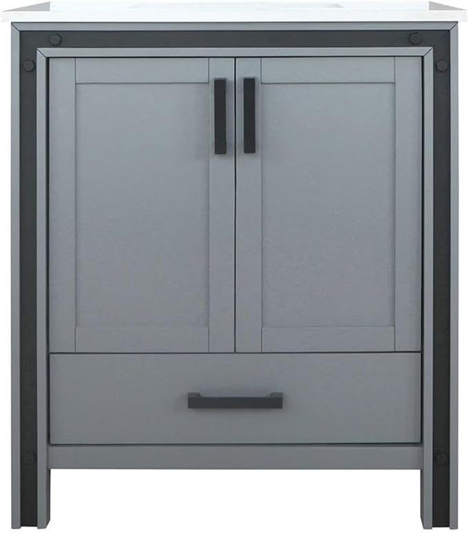 Ziva 30 in W x 22 in D Dark Grey Bath Vanity and Cultured Marble Top