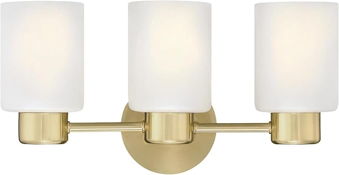 Westinghouse 6126700 Sylvestre Transitional Three Light Wall Fixture, Champagne Brass Finish, Frosted Glass