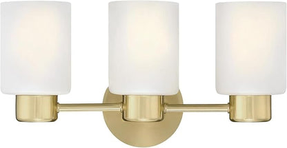 Westinghouse 6126700 Sylvestre Transitional Three Light Wall Fixture, Champagne Brass Finish, Frosted Glass