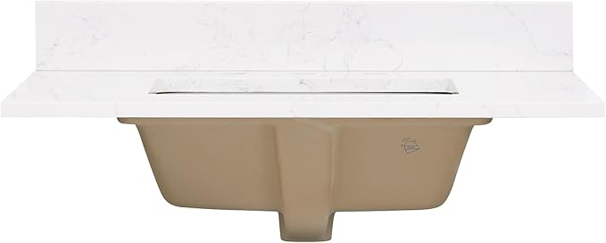 Ceres 31" Engineered Stone Vanity Top in Grain White with Single White Sink