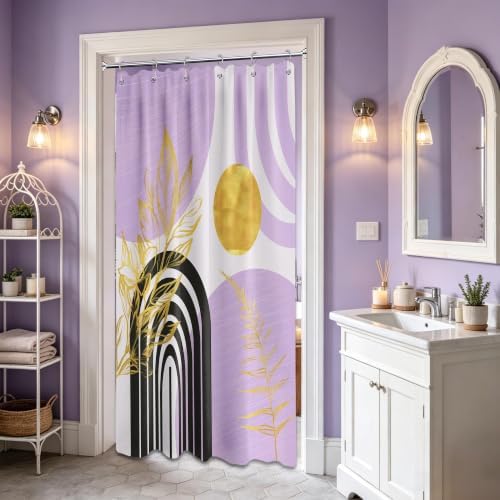 Light Purple Stall Shower Curtain, 36X72 in Narrow Small, Mid Century
