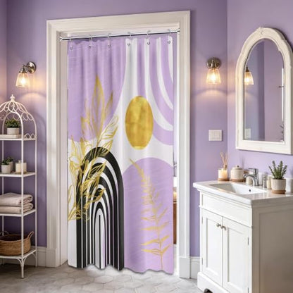 Light Purple Stall Shower Curtain, 36X72 in Narrow Small, Mid Century