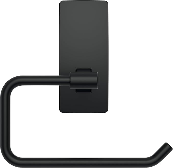 Command Toilet Paper Holder Matte Black with Water Resistant Command Strips, Rust Resistant Bathroom Organizer