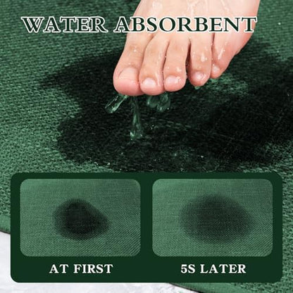 chakme Bathroom Rugs Mat 47x25, Ultra Thin Non Slip Bath Mat Large Quick Dry Absorbent Bath Mat for Bathroom Floor, (Green, 47"x25")
