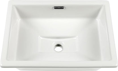 20.5" x 14.4" Self-rimming Bathroom Sink Undermount or Drop-in Ceramic Vanity Basin with Overflow (OB-15)