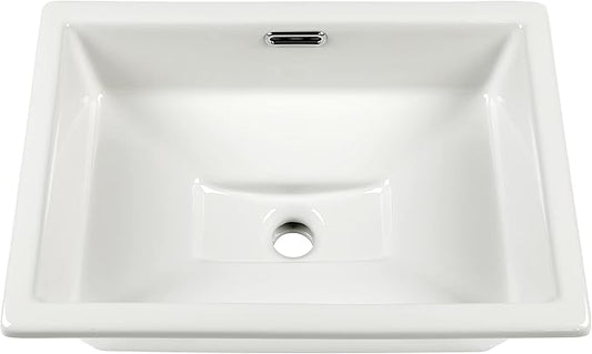 20.5" x 14.4" Self-rimming Bathroom Sink Undermount or Drop-in Ceramic Vanity Basin with Overflow (OB-15)