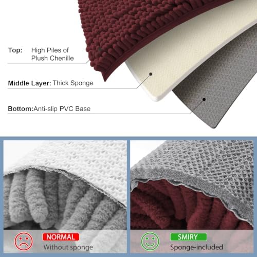 Smiry Bathroom Rugs 30X20, Luxury Chenille Extra Soft Absorbent Bath Mat
